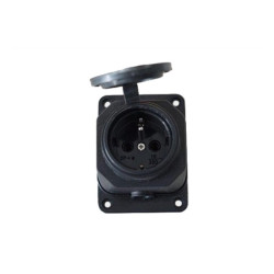 Gniazdo sieciowe 230V gumowe IP44 natynkowe czarne
