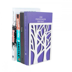 Podpórka do książek biała metalowa Drzewa