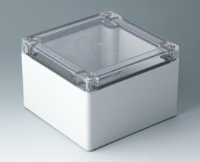 ABS enclosure, (L x W x H) 124 x 122 x 85 mm, light gray (RAL 7035), IK07, C7013054