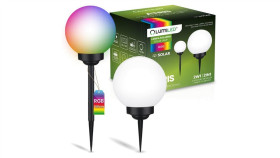 Lampa Solarna Ogrodowa Led Atris Wbijana Naziemna Biała Kula 20Cm Rgb Lumiled