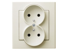 SONATA Gniazdo podwójne z uziemieniem IP20 z ramką ecru GP-2RZ/27 OSPEL