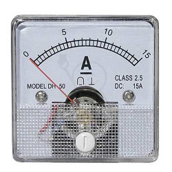 Amperomierz analog n/t 15A/DC 5x5cm +bocz. DH-50