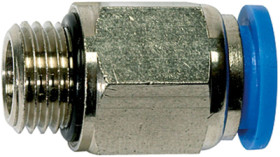 Push-in fitting, L 27.1 mm, 10 bar, plastic/brass, for hose outer Ø 8 mm, 109116