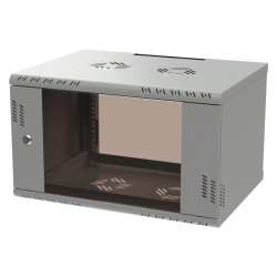 Szafa wisząca Professional 19" 6U, 450mm, drzwi szklane, szara