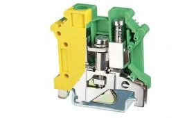 Złączka szynowa przelotowa zółto-zielona PE śrubowa 10mm2 1P VDE UL