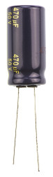 Kondensator 470μF 50V dc Radialny, Otwór przelotowy Panasonic roztaw: 5mm 12.5 (Dia.) x 25mm
