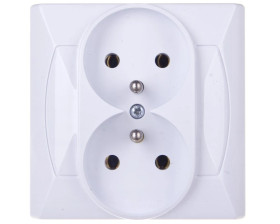 AKCENT Gniazdo podwójne z/u białe GP-2AZ/00