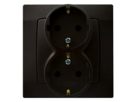 KARO Gniazdo podwójne z uziemieniem schuko IP-20 zaciski gwintowe czekoladowy metalik GP-2SS/40 OSPEL