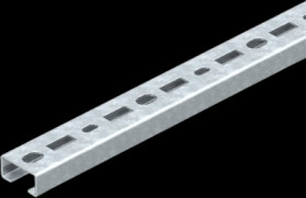 DIN rail, perforated, 30 x 15 mm, W 300 mm, steel, galvanized, 1109790