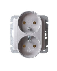 Sentia Gniazdo podwójne z/u 16A IP20 srebrne 1443-56