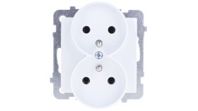 As Gniazdo Podwójne Z/U Białe Gp-2Grz/M/00