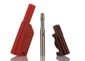 Adapter z wtykiem bananowym Męski Połączenie lutowane typ Wtyk bananowy Czerwony 32A Schutzinger rozmiar 4 mm