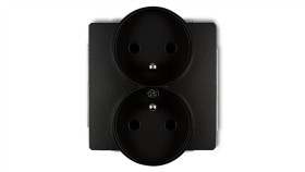 Deco Gniazdo Podwójne Z/U Do Ramki Czarny Mat 12Dgpr-2Z