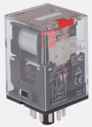 Przekaźnik mocy 110V ac 3PDT Omron 10 A, montaż PCB 932Ω Wciskane