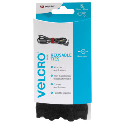 VELCRO&#xAE; Brand VEL-EC60466 Reusable Ties 12mm x 20cm Black 15 Pieces