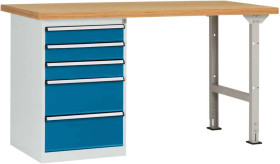 System banków warsztatowych COMBI, model 7 z płytą wielowarstwową, szer. X gł. X wys. = 2000 x 700 x 840 mm Manuflex WC5