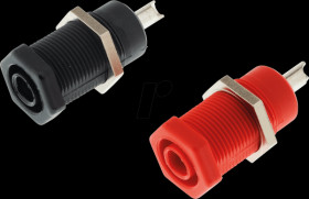 R941921603 Safety banana socket, 4 mm, 6.3 mm forked shoe, red