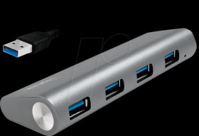 UA0307 USB 3.0, 4-port hub, with aluminum casing