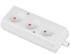 Gniazdo przenośne trzykrotne 16A 2P 250V białe GN-360
