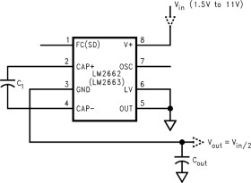 200mA switched capacitor voltage converter with low current shutdown mode