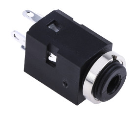 Złącze Jack 3,5 mm Żeński Stereo Montaż na panelu Czarny 500 V DC, 500 V AC