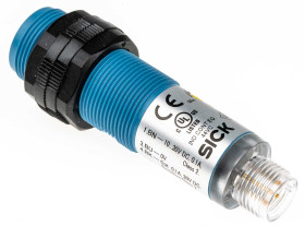 Czujniki fotoelektryczne cylindryczny SICK PNP zakres 1 mm → 500 mm LED