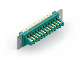 Złącze typu Backplane 4.70mm Pitch 24-pinowe 24-rzędowe Męski, Lutowane Terminal, 5A Montaż na panelu RS PRO