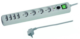 Przedłużacz 8-gniazdowy, 1,5m z filtrem przepięciowym, z wyłącznikiem, 3x1,0mm OWY 25026