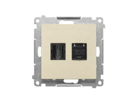 SIMON 55 Gniazdo HDMI + RJ45 kat.6. szampański mat TGHRJ45.01/144 KONTAKT SIMON