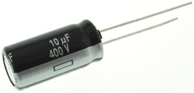 Kondensator 10μF 400V dc Radialny, Otwór przelotowy Panasonic roztaw: 5mm 10 (Dia.) x 20mm
