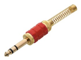 Wtyk Jack 6,3mm stereo, złoty, czerwony