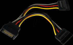 PYO2SATA 15-pin SATA Y-cable, 15 cm, black/red/yellow