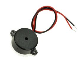 Buzzer piezoelektryczny; KPI2330; 85 dB (d=0,3m); 3÷24V; 15mA; fi 23mm; 3,5kHz; na panel; ciągły; z generatorem; przewody; 10mm;