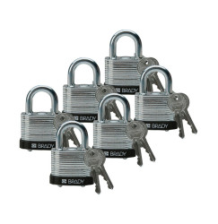 Kłódka LOTO stalowa, laminowana, szekla 20 mm, czarna (6 szt.), 814087