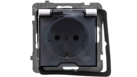 As Gniazdo Bryzgoszczelne Z/U Schuko Ip44 Klapka Przezroczysta Białe...