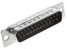 Złącze D-Sub 25-pinowe Męski Proste Montaż na panelu raster 2.76mm Złoto