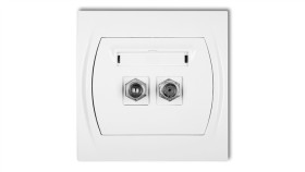 Logo Gniazdo Antenowe Podwójne Typu F (Sat) Biały Lgf-2