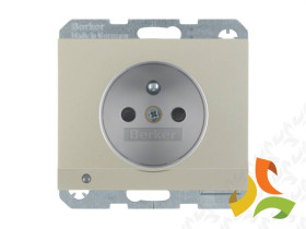 BERKER K.5 Gniazdo pojedyncze z uziemieniem i podświetleniem orientacyjnym LED stal szlachetna nierdzewna 6765107004 HAGER