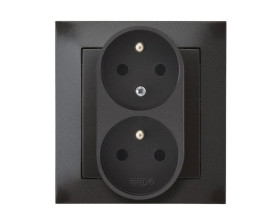IMPRESJA Gniazdo podwójne z uziemieniem z funkcją niezamienności faz kompletne z ramką antracyt GP-2YC/50 OSPEL