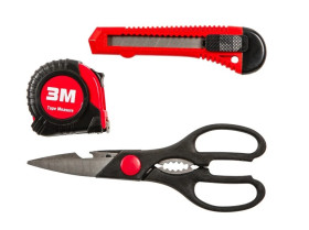 Zestaw narzędzi 3 elementy ( nóż,miara,nożyczki) 17B532