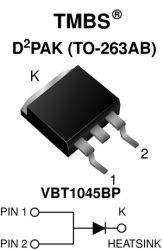 VBT1045BP-E3 Trench MOS Barrier Schottky Rectifier for PV Solar Cell Bypass Protection Ultra Low VF = 0.41 V at IF = 5 A
