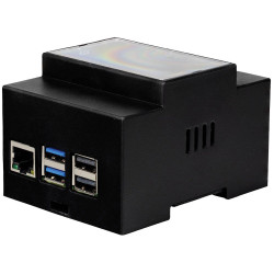 Joy-it Housing case for Raspberry Pi 5 board for DIN rail with fan Black