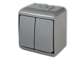 JUNIOR IP54 Wyłącznik podwójny świecznikowy podświetlany popielaty 10WHE-2L KARLIK