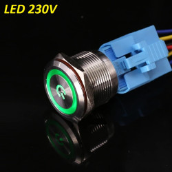Przełącznik hermetyczny bistabilny 22 mm ( zielony ) LED 230V