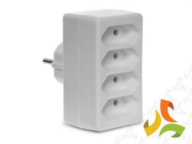 Rozgałęźnik 4x2P/II "złodziejka" 2,5A max 250V biały R-4 ABEX