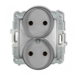 MINI Gniazdo podwójne b/u srebrny metalik 7MGPR-2