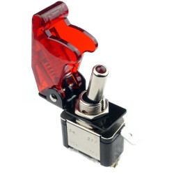 Przełącznik dźwigniowy ON-OFF podświetlany czerwony LED z osłoną 20A 12V