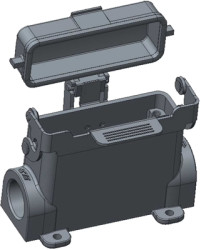 Housing, size HA16, die-cast aluminum, 2 x M20, angled, clip locking, IP65, T1629163220-000