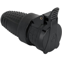 Gniazdo sieciowe 230V zewnętrzne IP44 na kabel, uziemienie, klapka