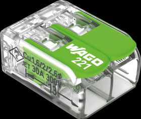 221-622 Connection terminal with levers, max. 6 mm², two conductors